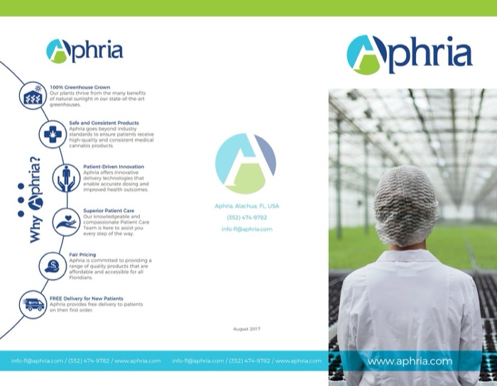 Aphria patient brochure front