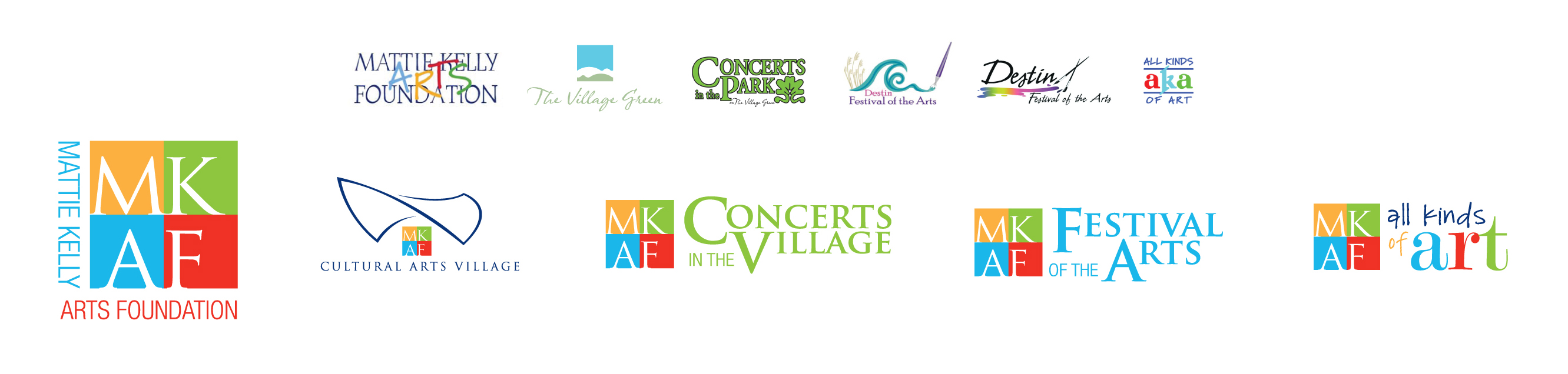 MKAF and program logos before and after the unified brand redesign