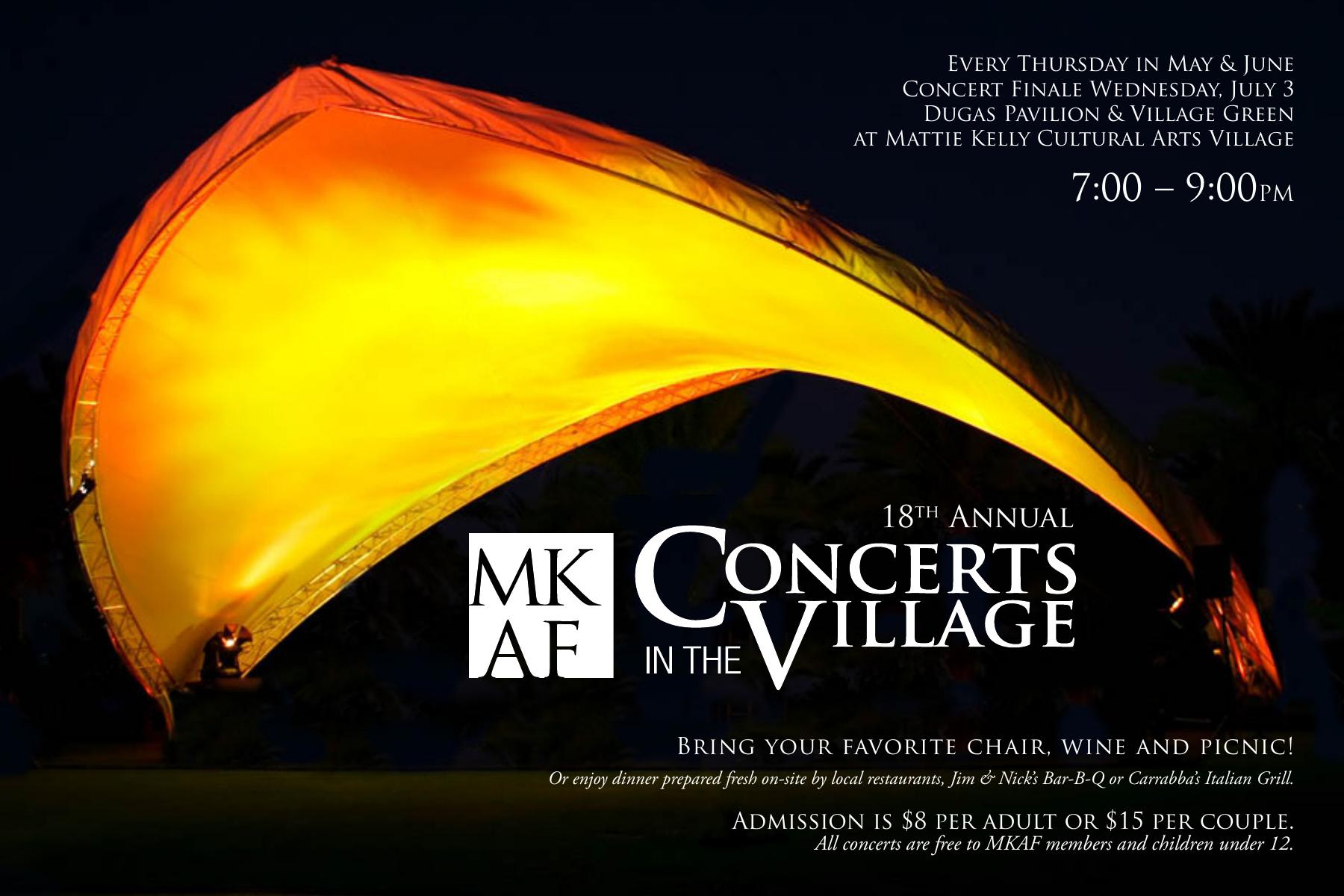 Concerts in the Village — postcard front