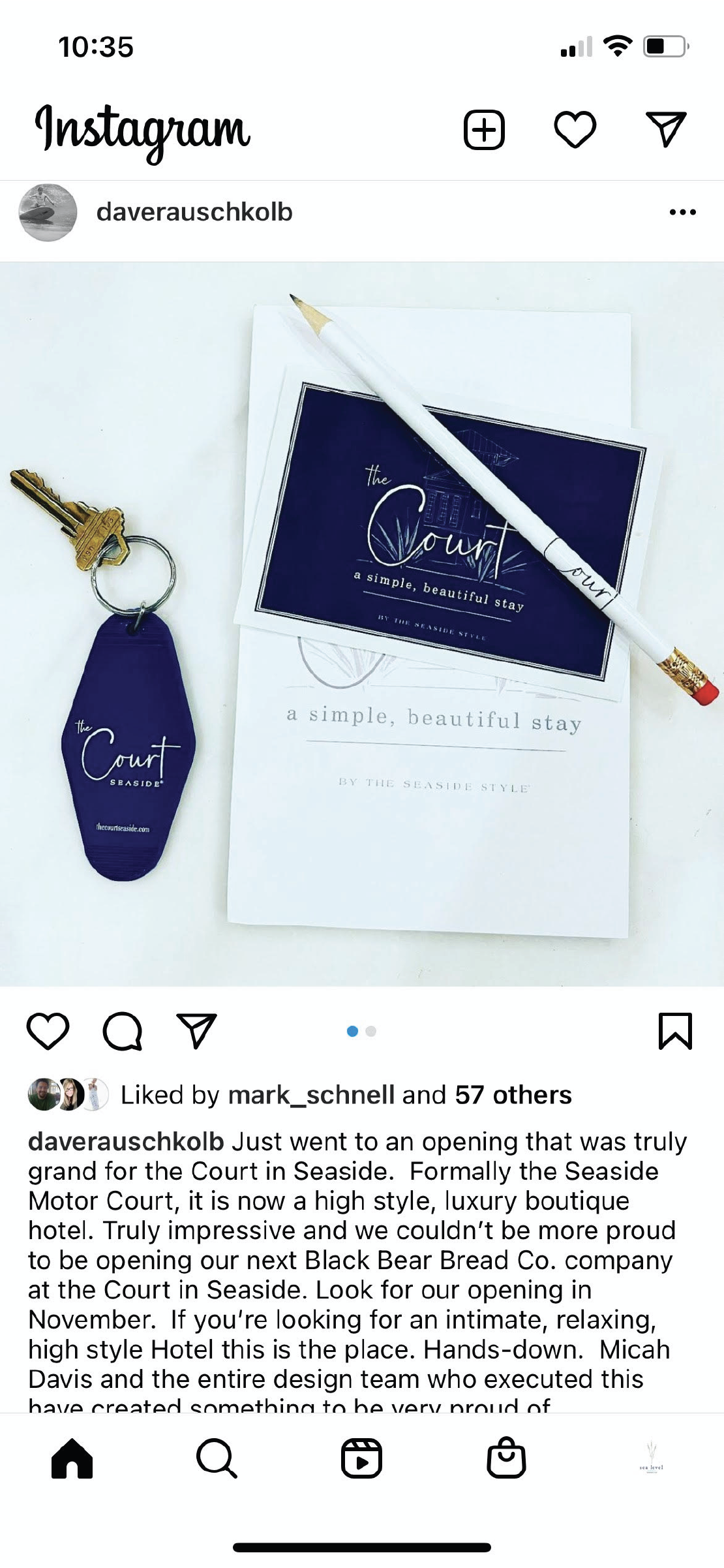The Court branded stationery, pencil and room key